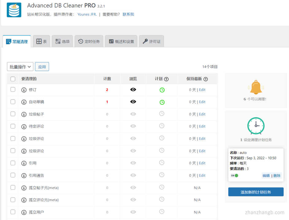 Advanced Database Cleaner PRO v3.2.1汉化版 – WP数据清理插件